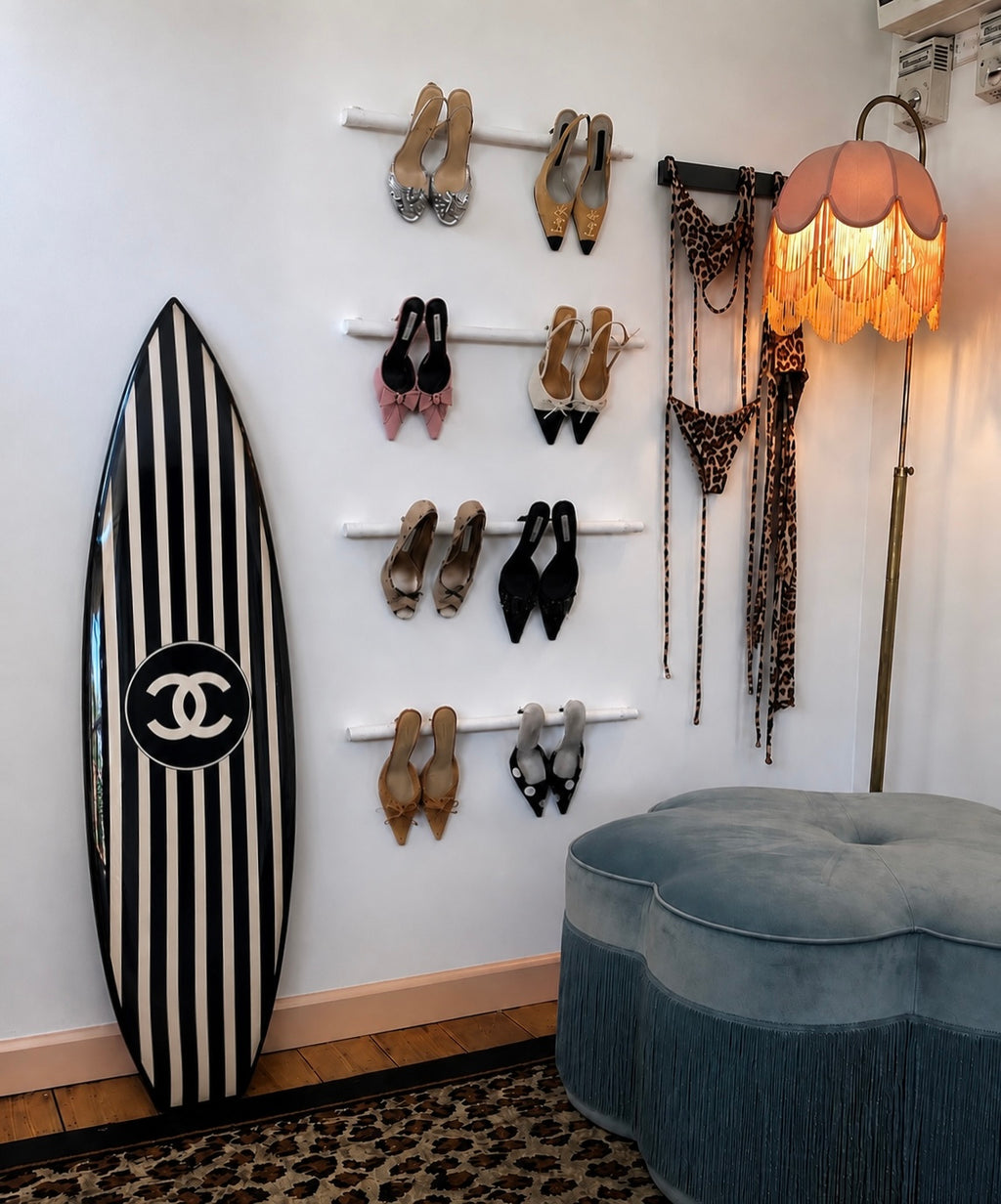 Summer Stripe Surfboard Wall Decor