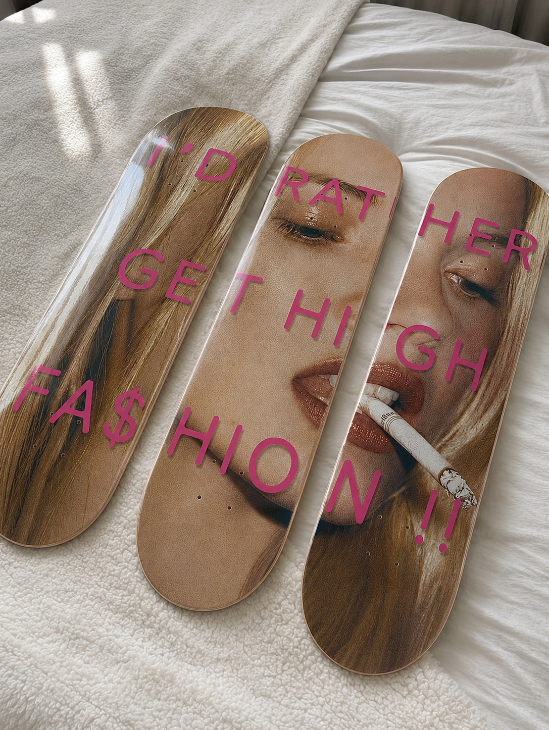 Kate Moss High Fashion Skateboard Wall Decor Set
