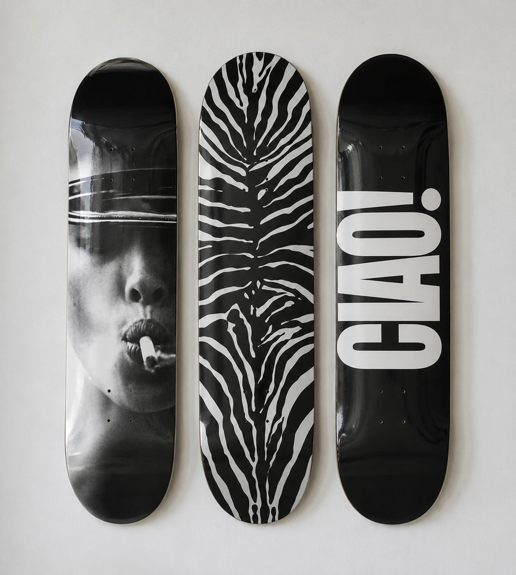 Ciao Zebra Print Skateboard Wall Decor Set