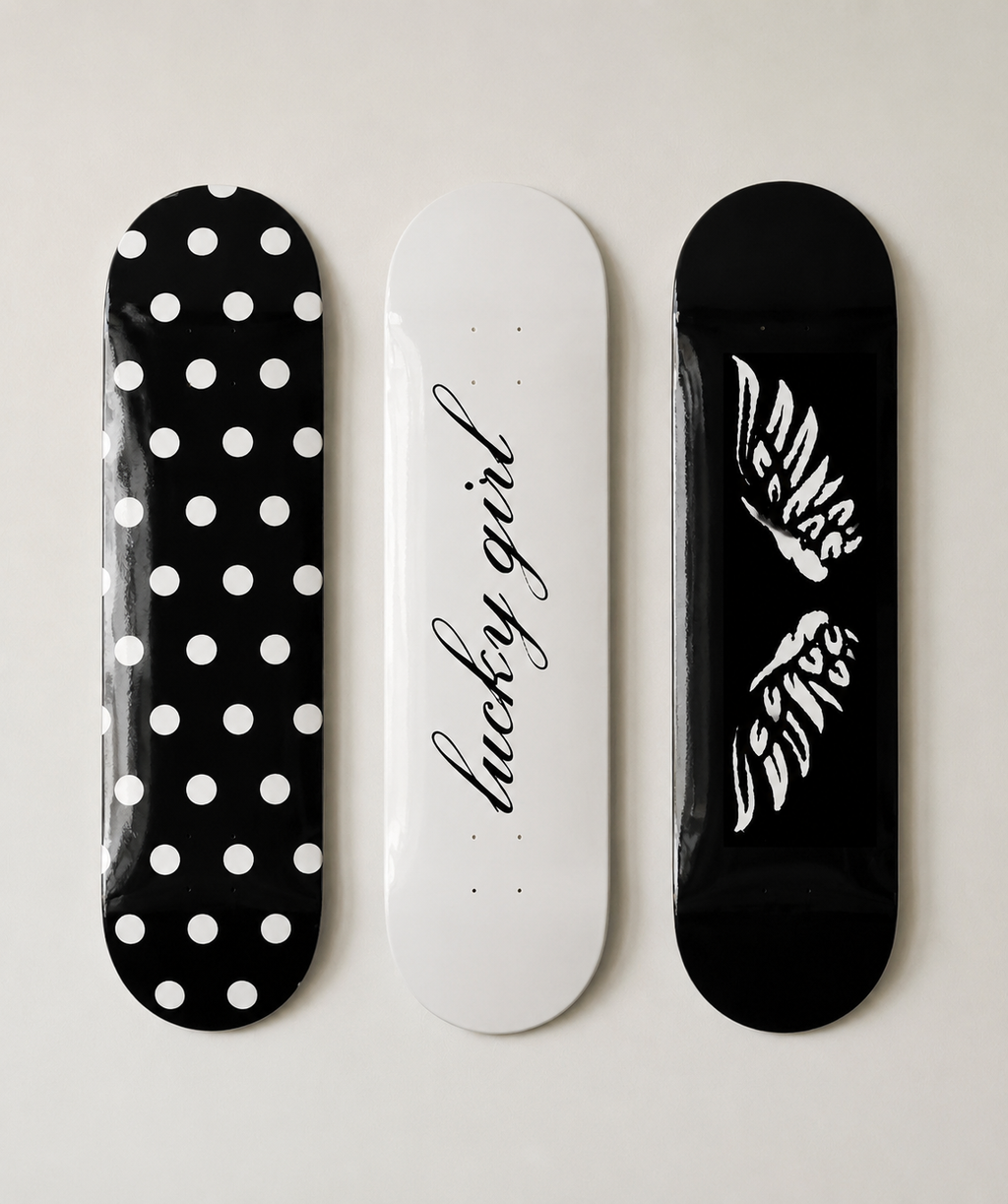 Lucky Girl Polka Dot Skateboard Wall Decor Art