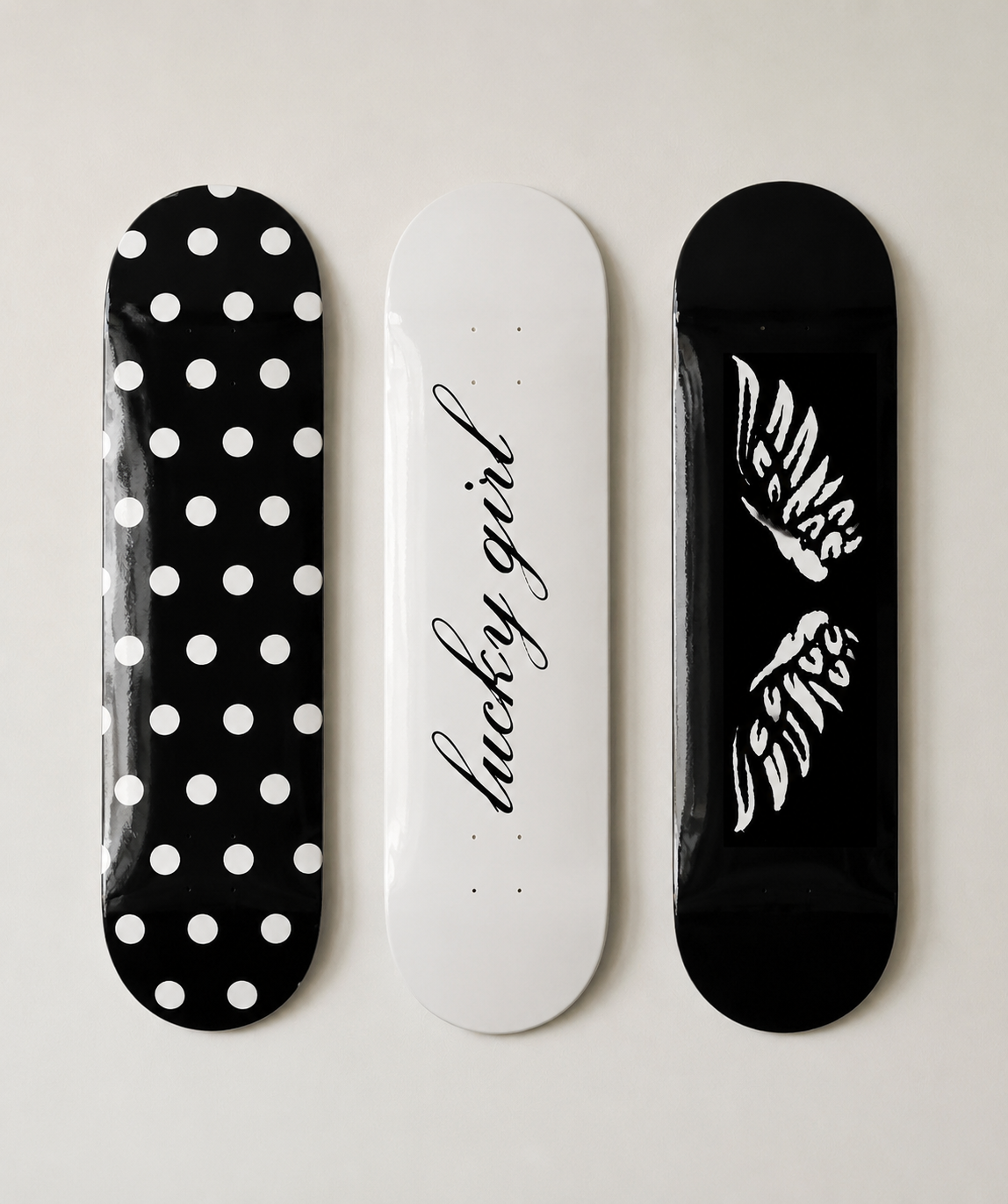 Lucky Girl Polka Dot Skateboard Wall Decor Art
