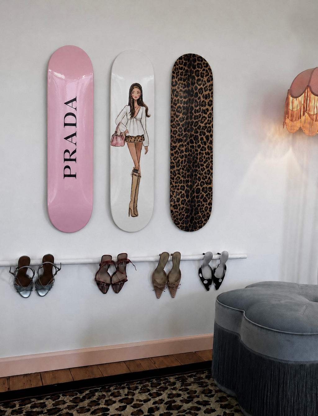 Prada Doll Cheetah Print Skateboard Wall Decor Set