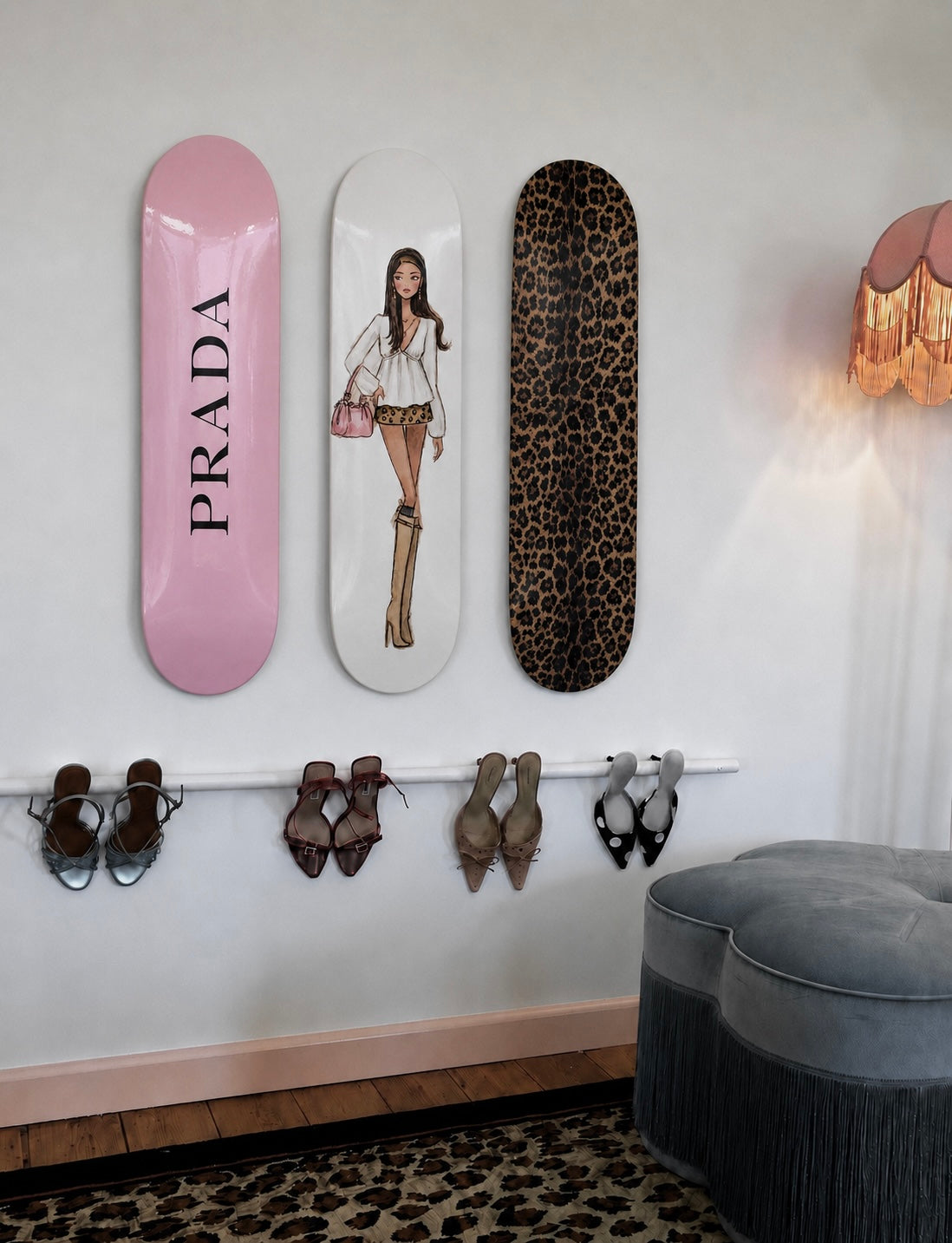 Prada Doll Cheetah Print Skateboard Wall Decor Set