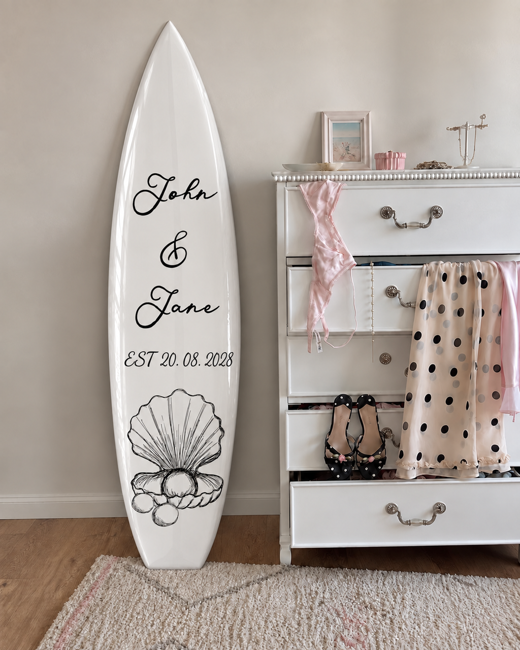 Custom Wedding Name & Date Surfboard Wall Decor