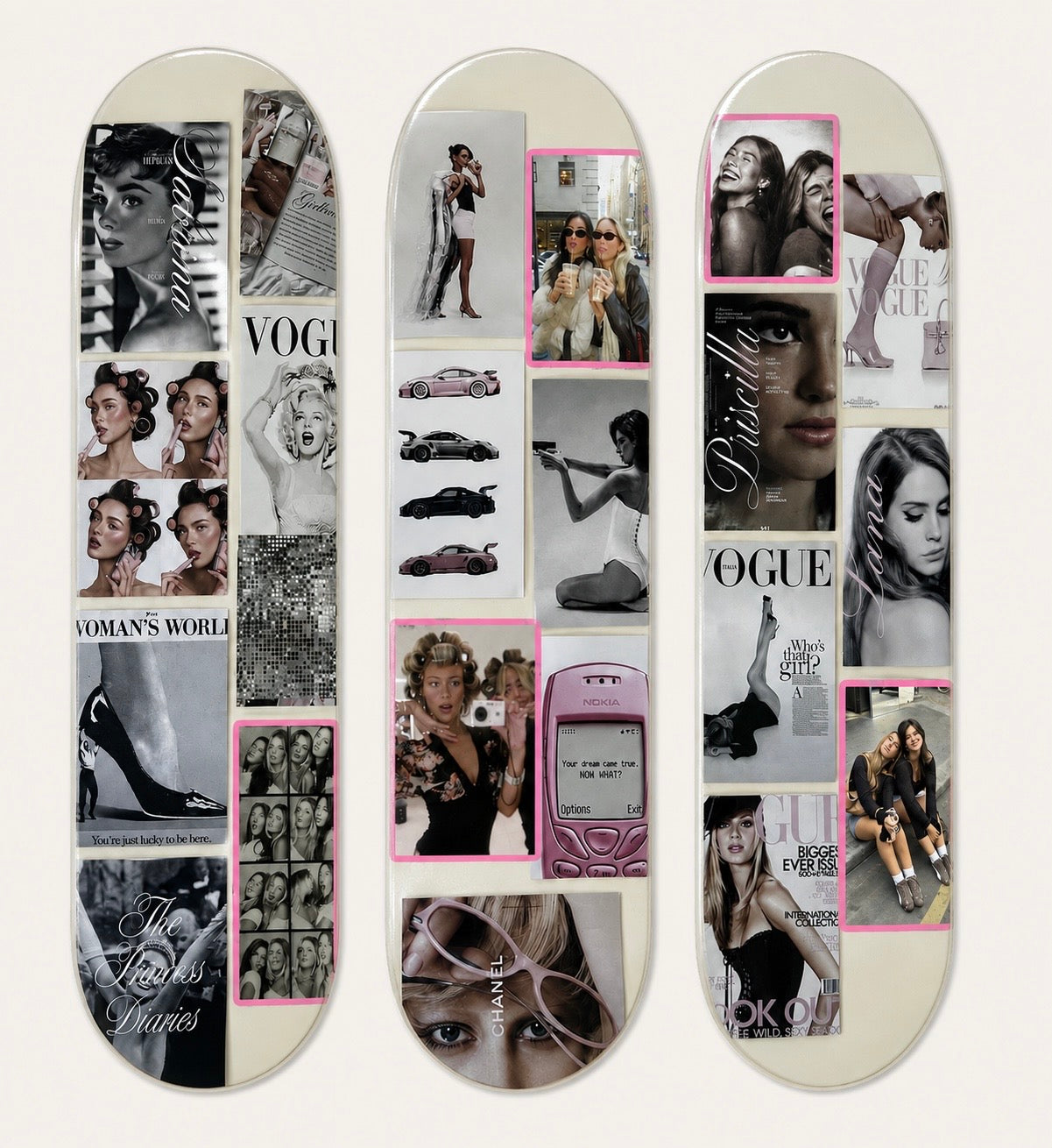 Custom Photo Insert Aesthetic Collage Skateboard Wall Art Set
