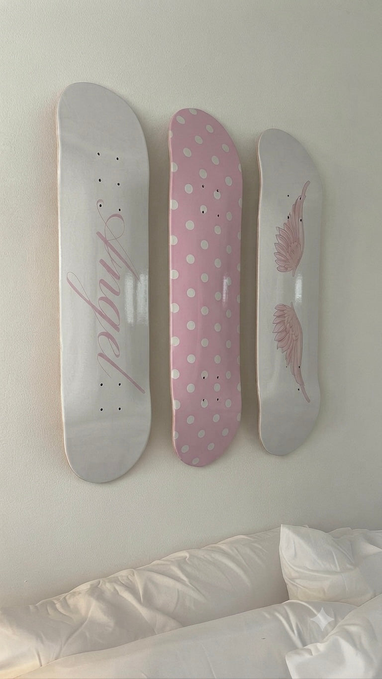 Angel Wing Polka Dot Skateboard Wall Decor Art