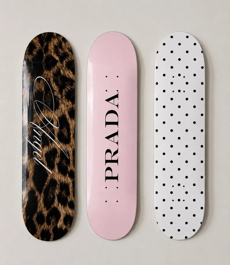Prada and Cheetah Print Skateboard Wall Decor Set
