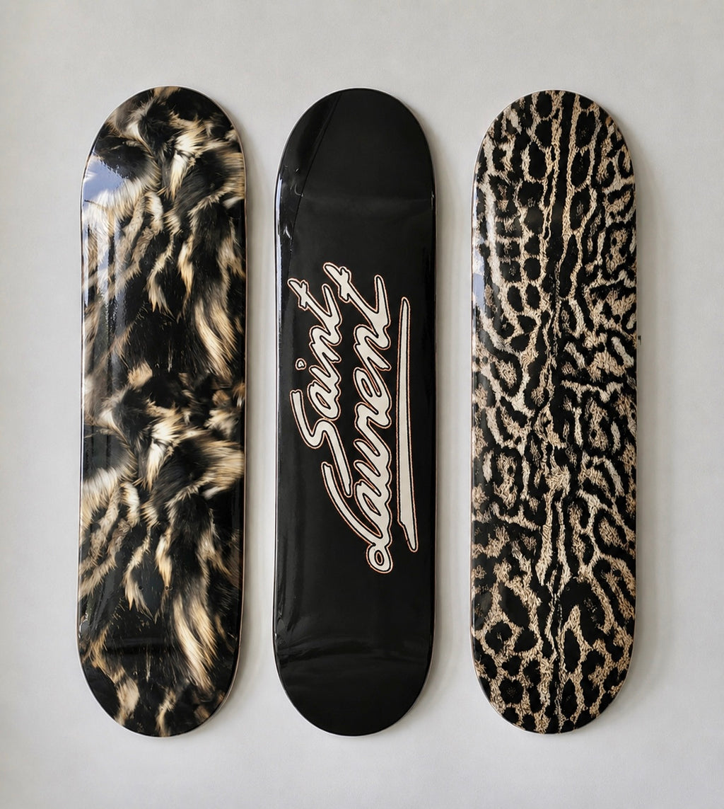 Saint Laurent Cheetah Skateboard Wall Decor Set