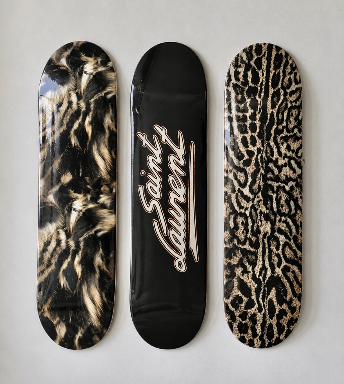 Saint Laurent Cheetah Skateboard Wall Decor Set