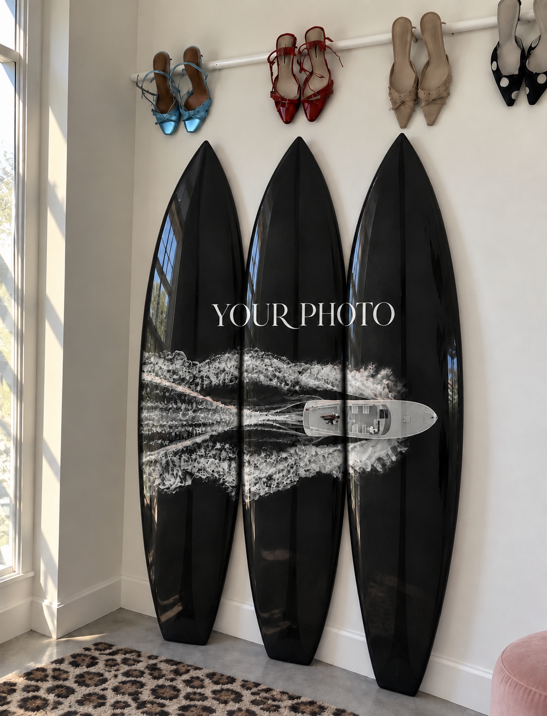 Customizable Photo - Three Surfboard Wall Art Gift Set