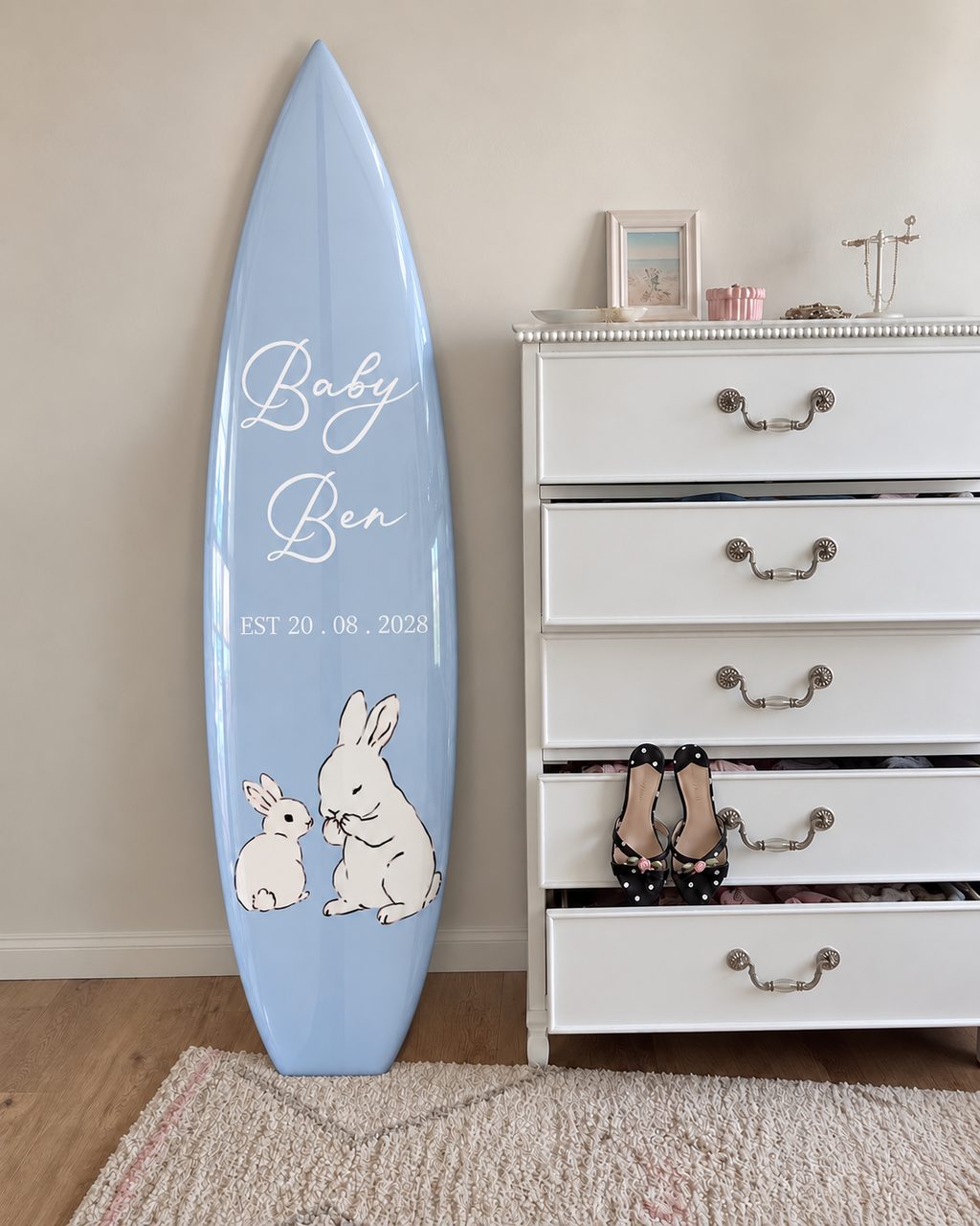 Custom Baby Name Surfboard Wall Decor