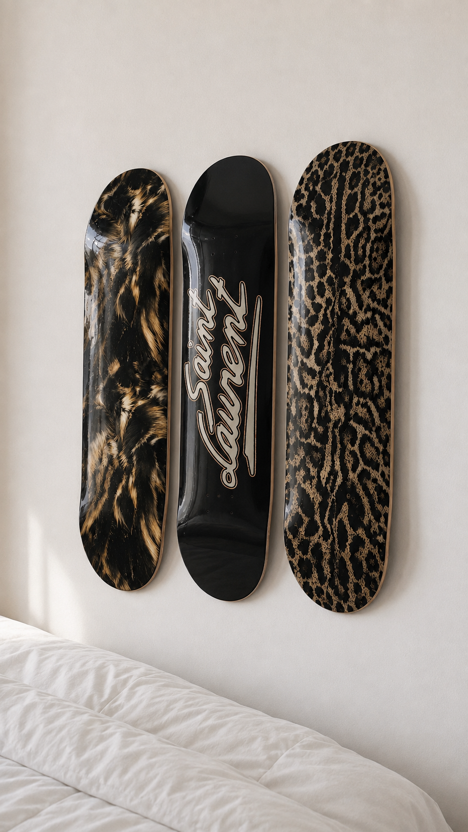 Saint Laurent Cheetah Skateboard Wall Decor Set