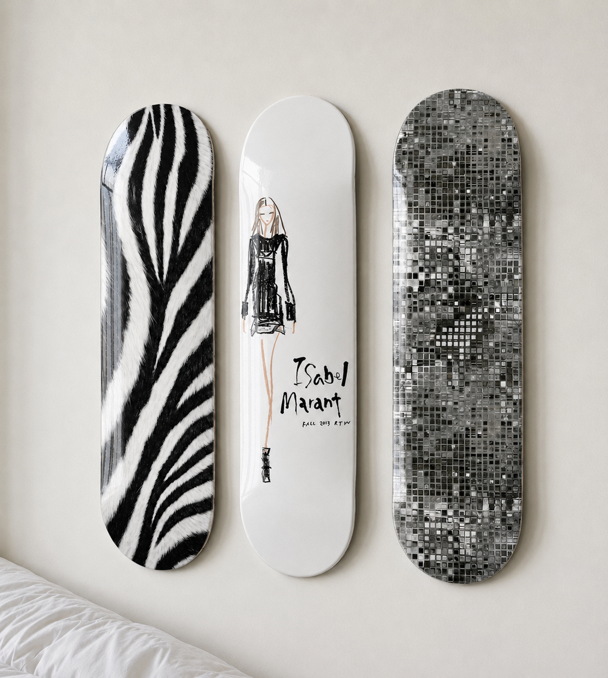Isabel Marant and Zebra Print Skateboard Wall Decor Set