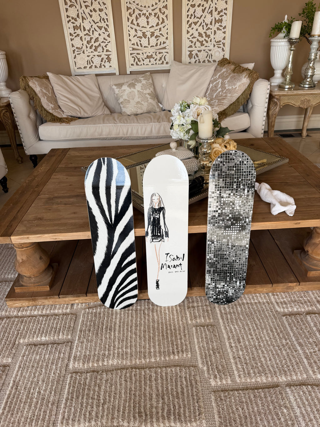 Isabel Marant and Zebra Print Skateboard Wall Decor Set