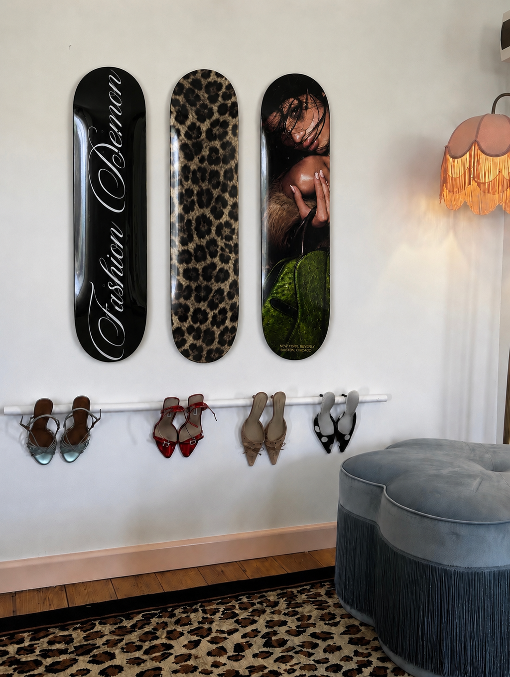 Fashion Demon Cheetah Print Skateboard Wall Decor Set