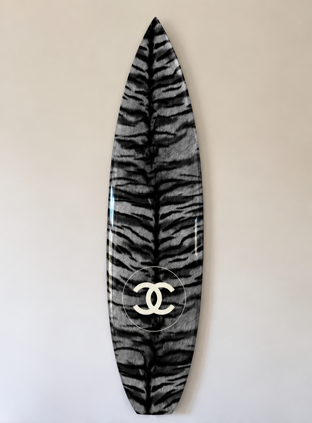 Zebra Print Surfboard Wall Decor