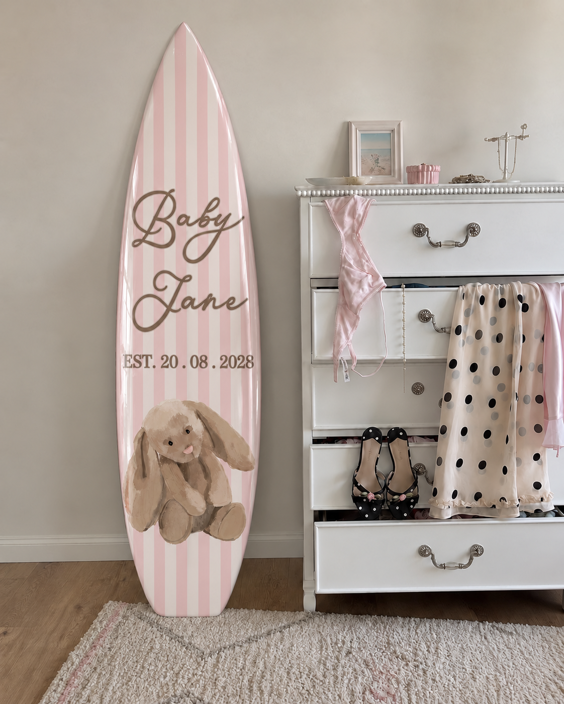 Custom Baby Name Surfboard Wall Decor