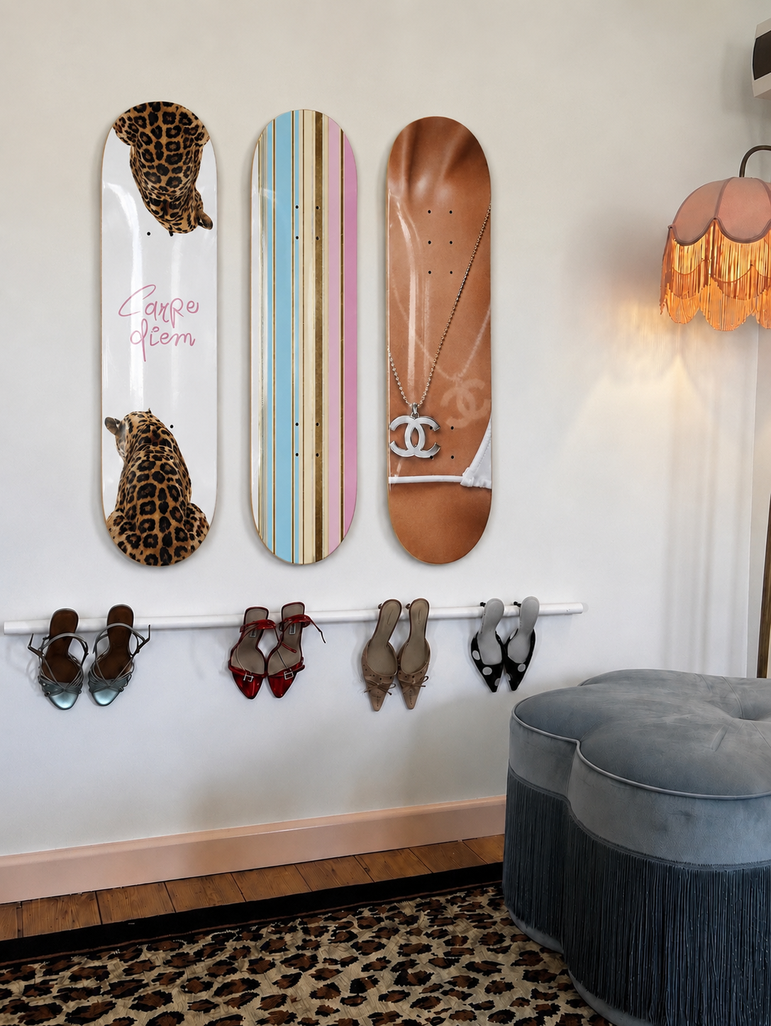 Chanel Cheetah Summer Skateboard Wall Decor Set