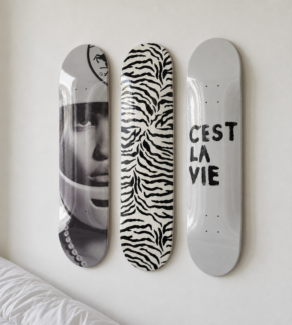 Cest La Vie Zebra Print Skateboard Wall Decor Set