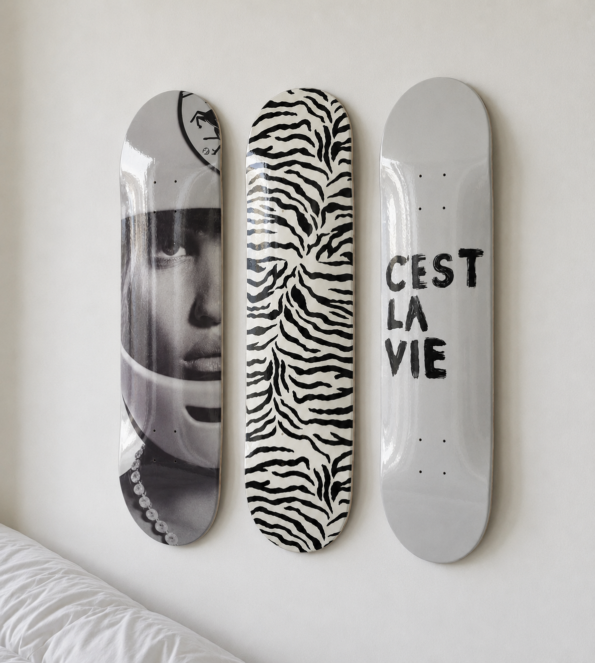 Cest La Vie Zebra Print Skateboard Wall Decor Set