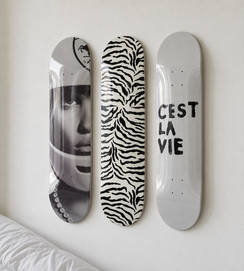 Cest La Vie Zebra Print Skateboard Wall Decor Set
