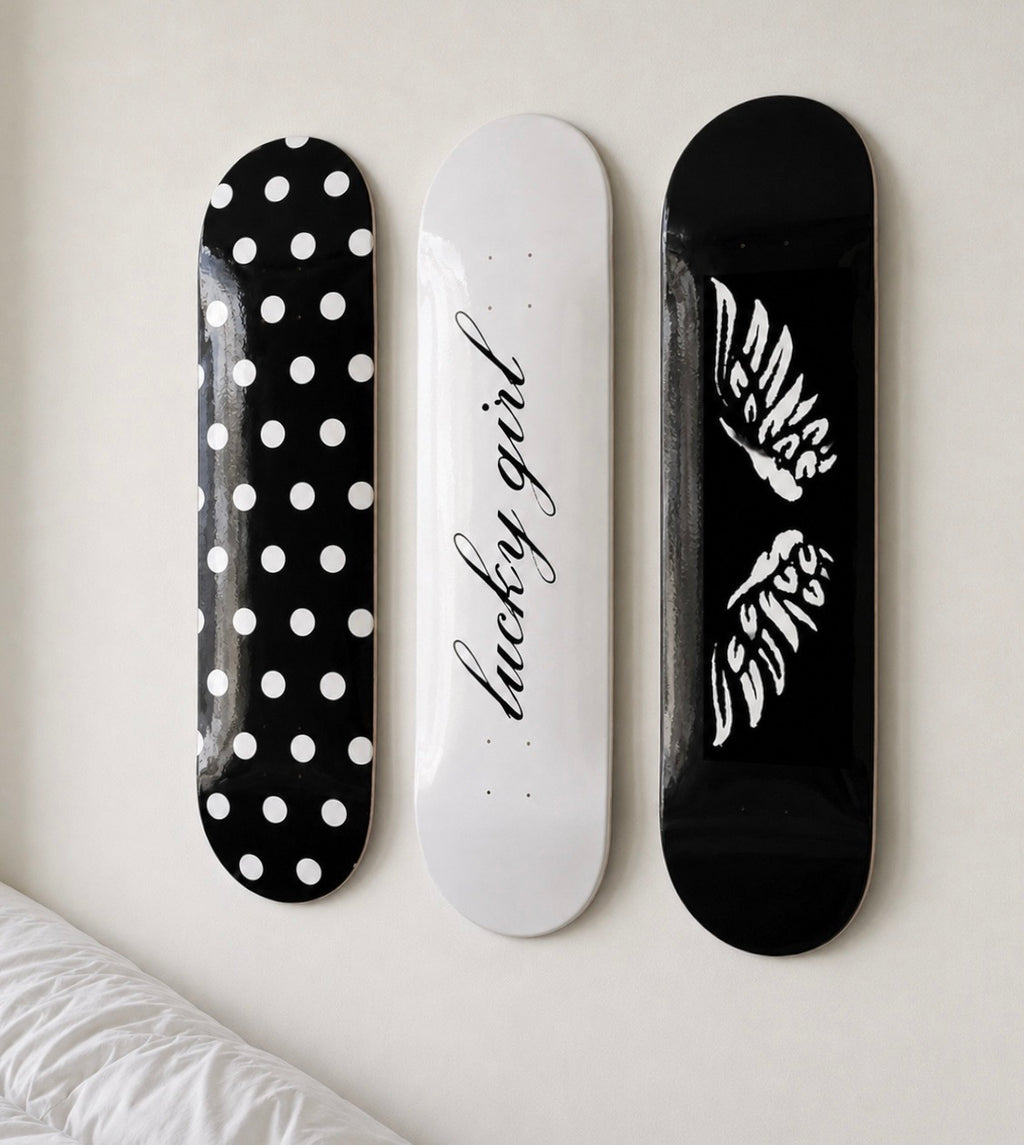 Lucky Girl Polka Dot Skateboard Wall Decor Art