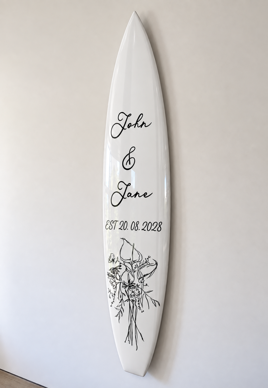 Custom Wedding Name & Date Surfboard Wall Decor