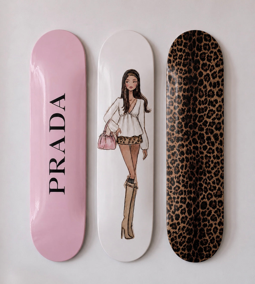 Prada Doll Cheetah Print Skateboard Wall Decor Set