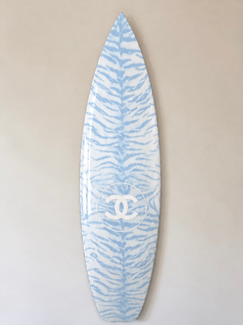 Blue Tiger Print Surfboard Wall Decor