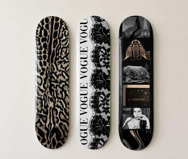 Vogue Cheetah Print Skateboard Wall Decor Set