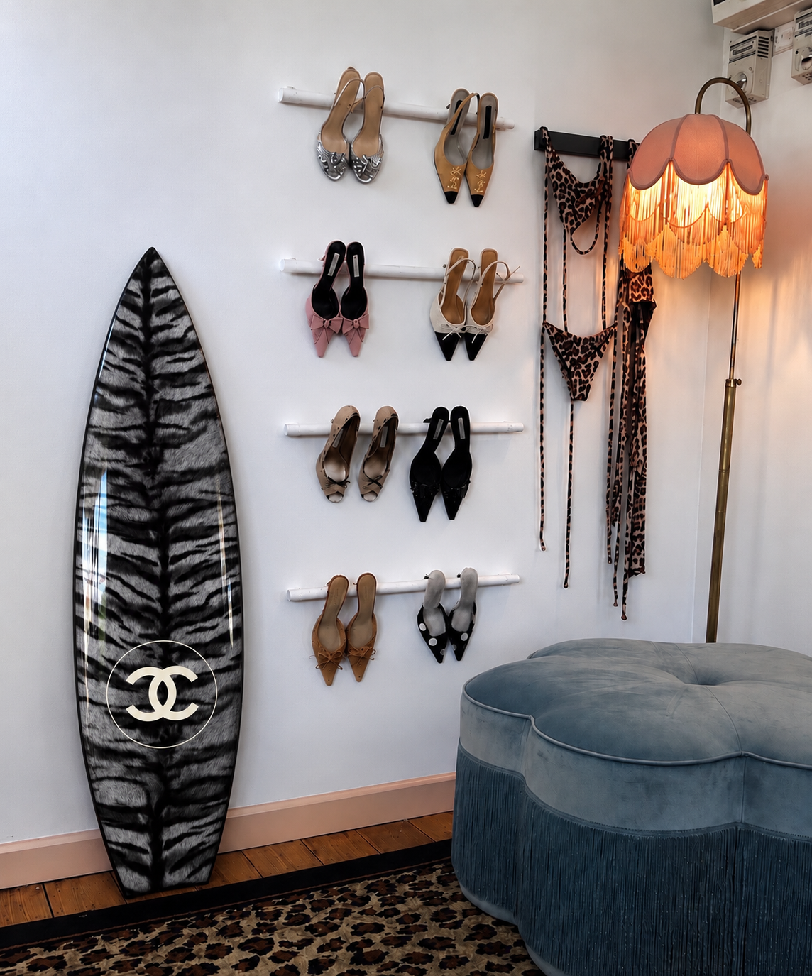 Zebra Print Surfboard Wall Decor