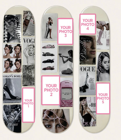 Custom Photo Insert Aesthetic Collage Skateboard Wall Art Set