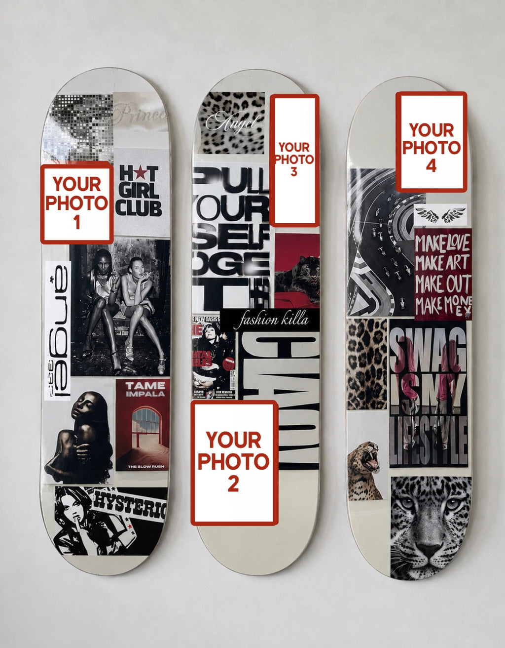 Custom Photo Insert Aesthetic Collage Skateboard Wall Art Set