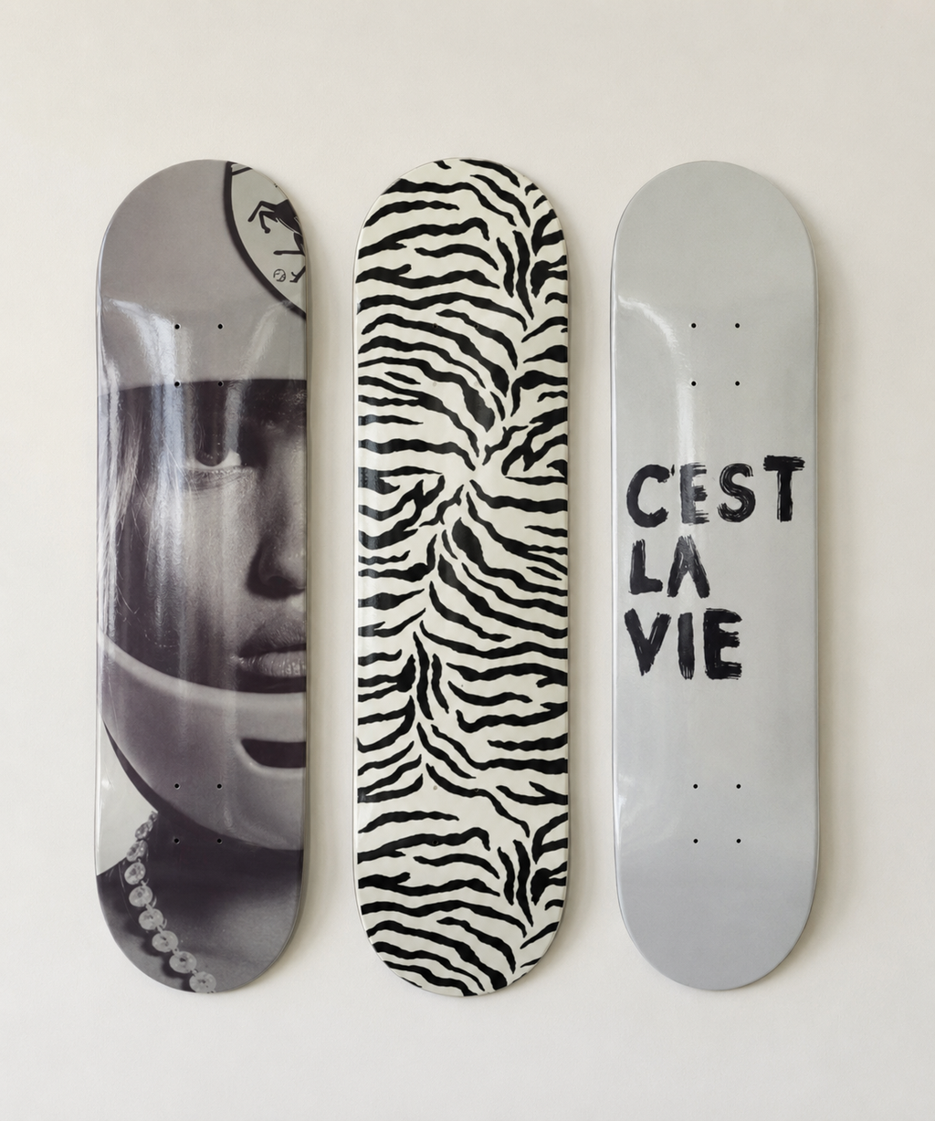 Cest La Vie Zebra Print Skateboard Wall Decor Set