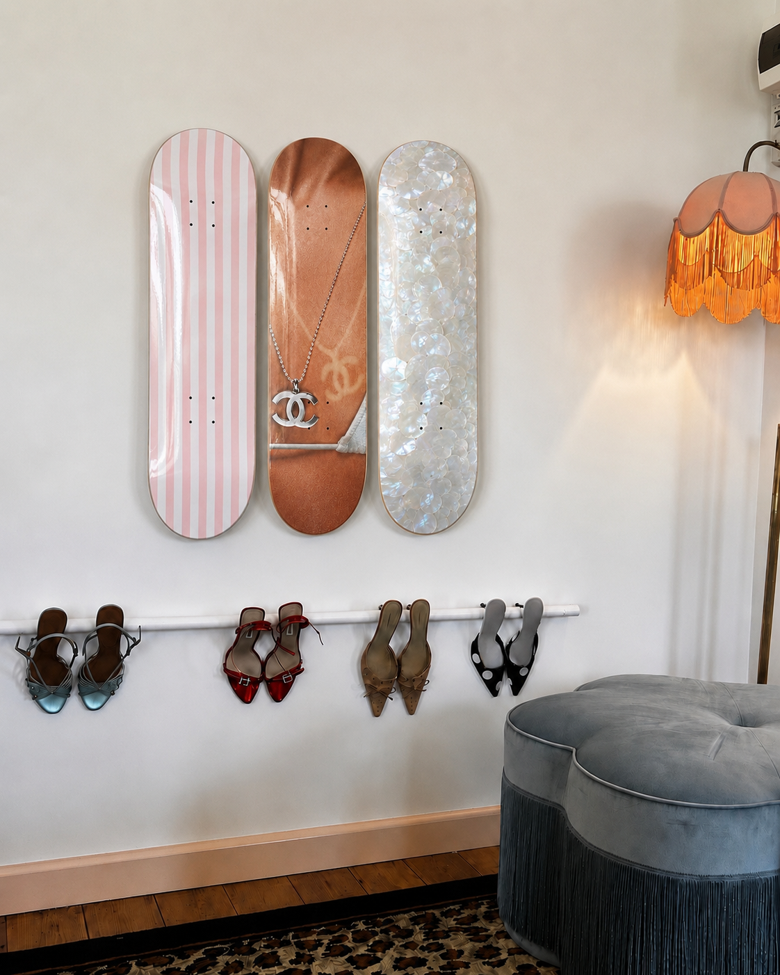 Chanel Pearl Skateboard Wall Decor Set