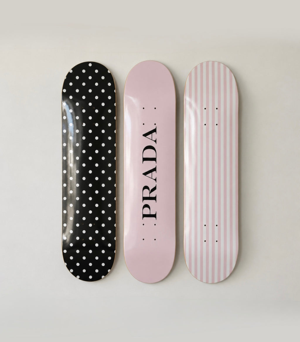 Prada and Polka Dot Skateboard Wall Decor Set
