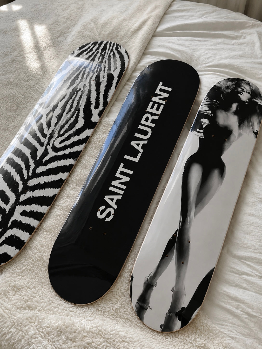 Saint Laurent and Zebra Print Skateboard Wall Decor Set