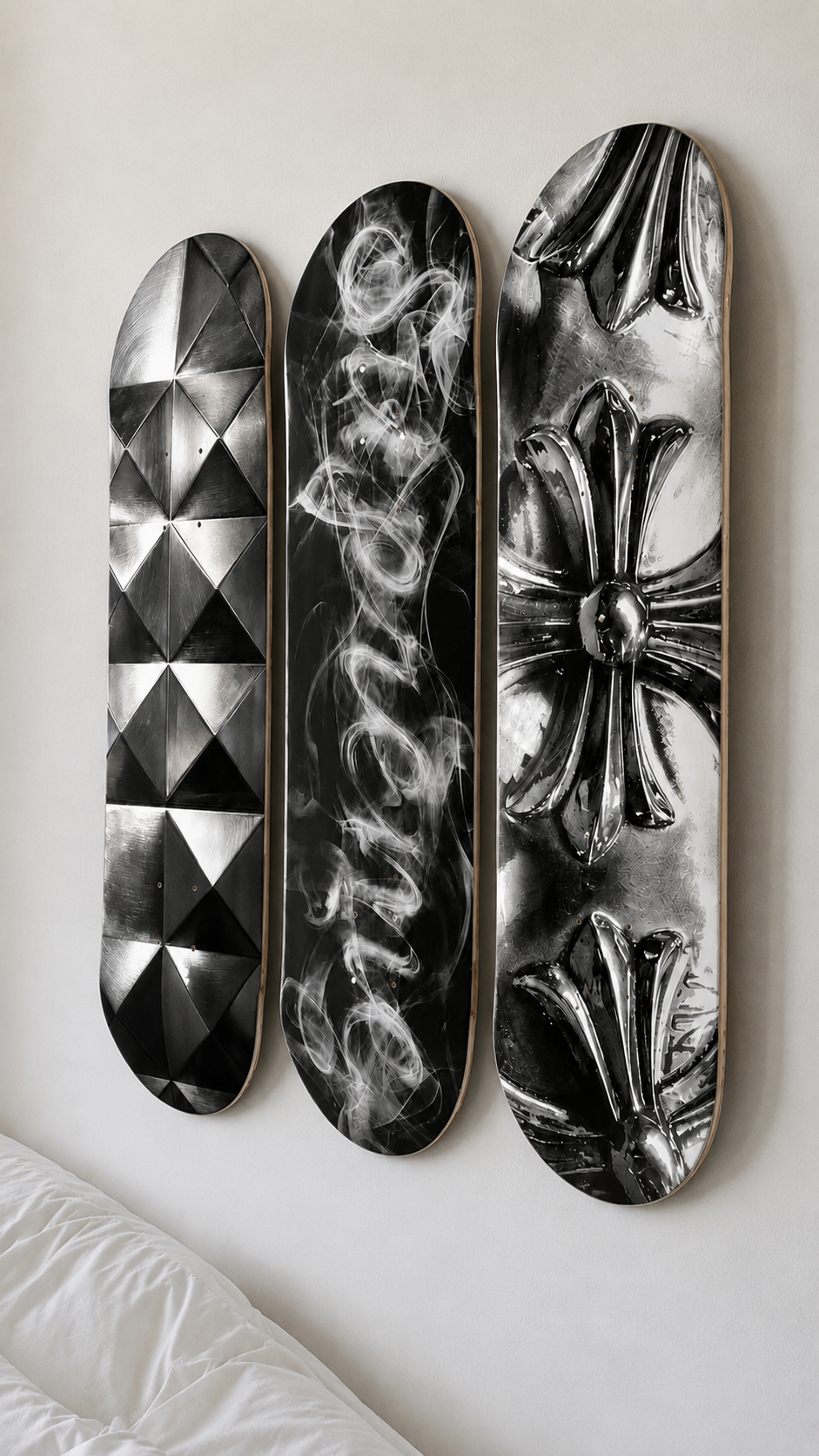 Supreme and Chrome Skateboard Wall Decor Set