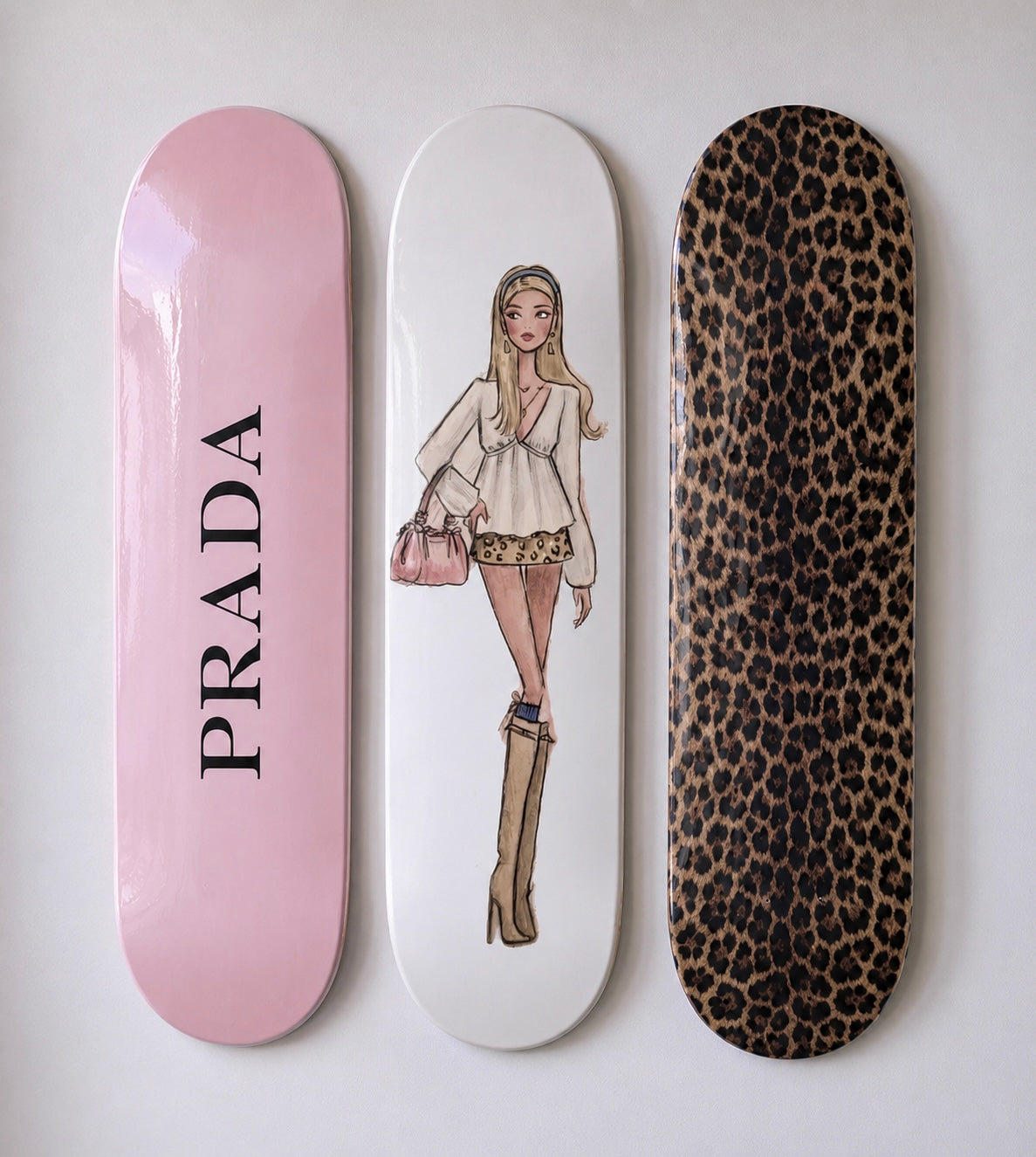Prada Blondie Cheetah Print Skateboard Wall Decor Set