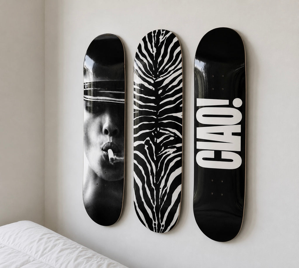 Ciao Zebra Print Skateboard Wall Decor Set