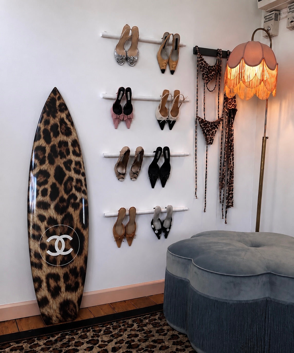 Cheetah Print Surfboard Wall Decor