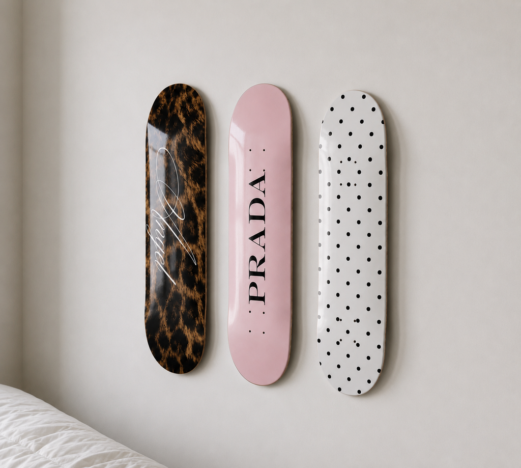 Prada and Cheetah Print Skateboard Wall Decor Set