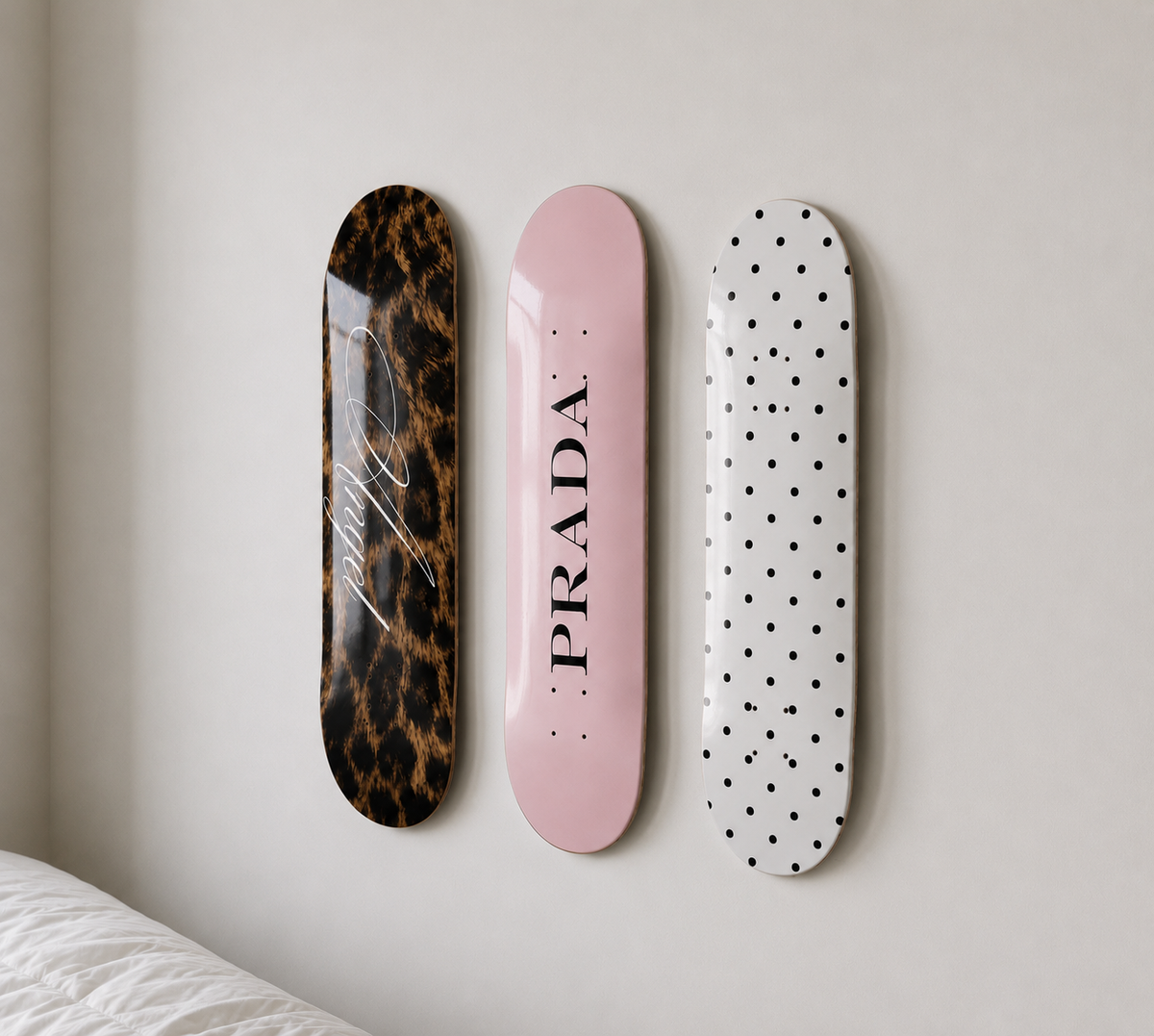 Prada and Cheetah Print Skateboard Wall Decor Set