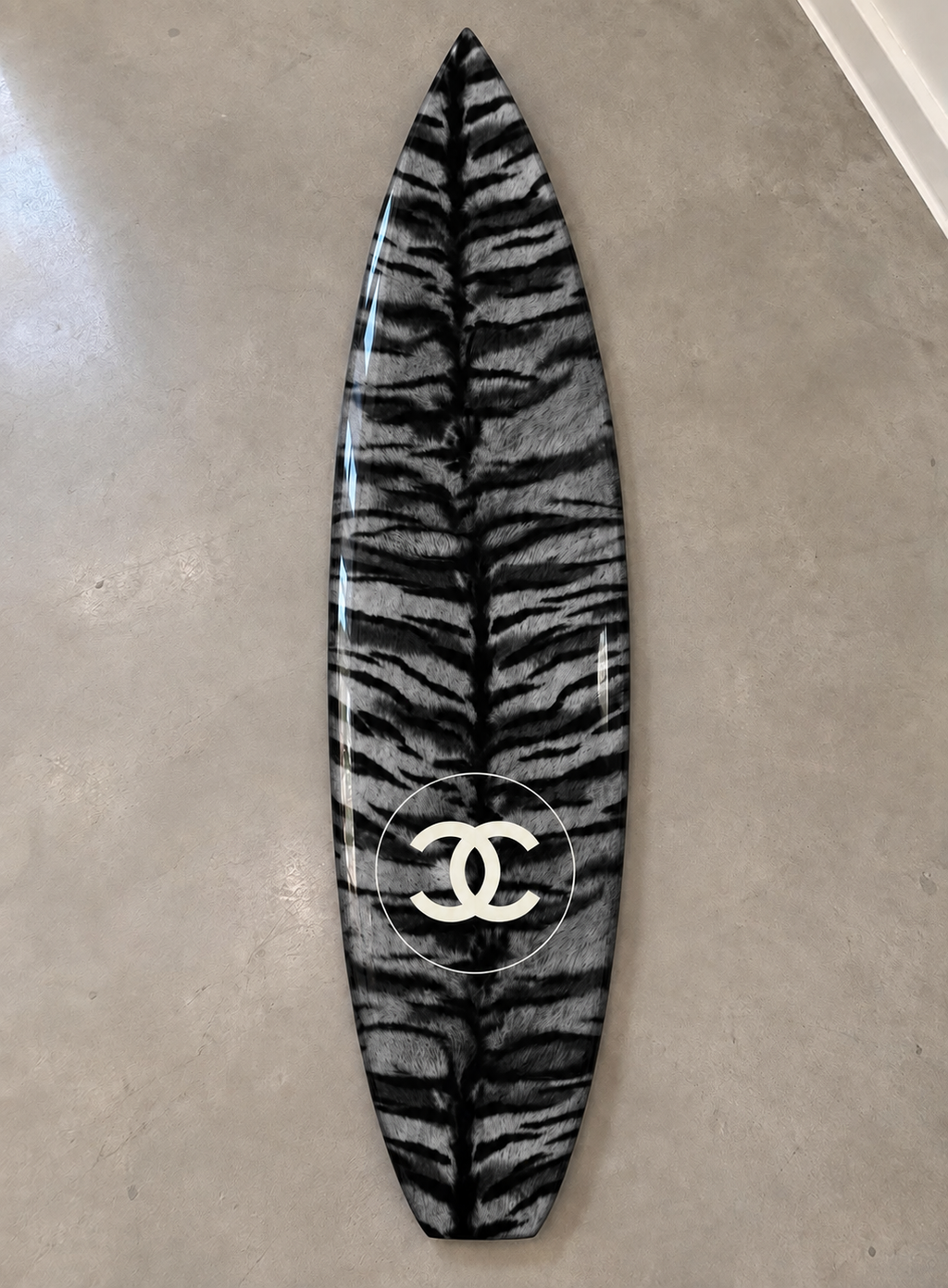 Zebra Print Surfboard Wall Decor