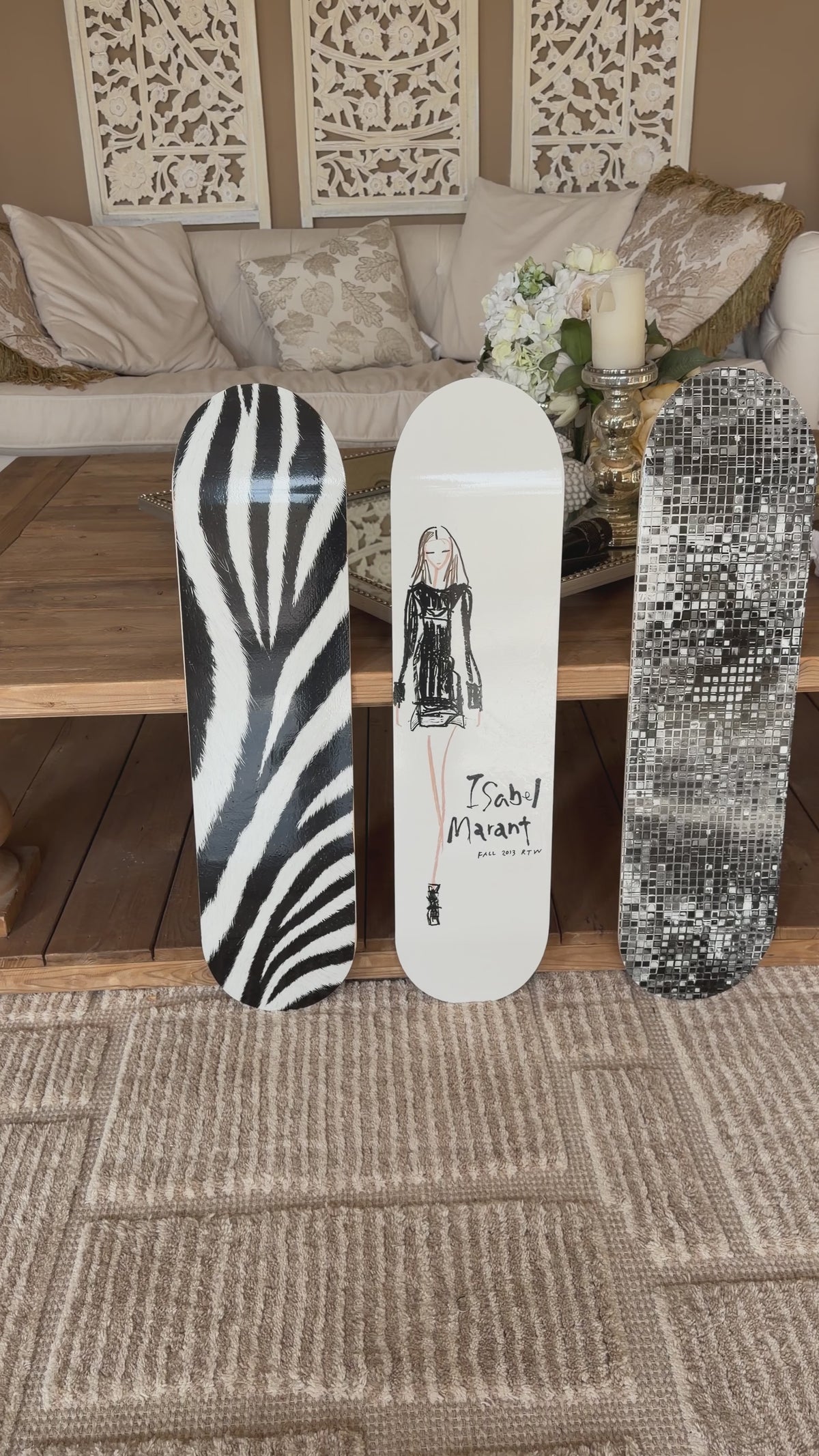 Isabel Marant and Zebra Print Skateboard Wall Decor Set