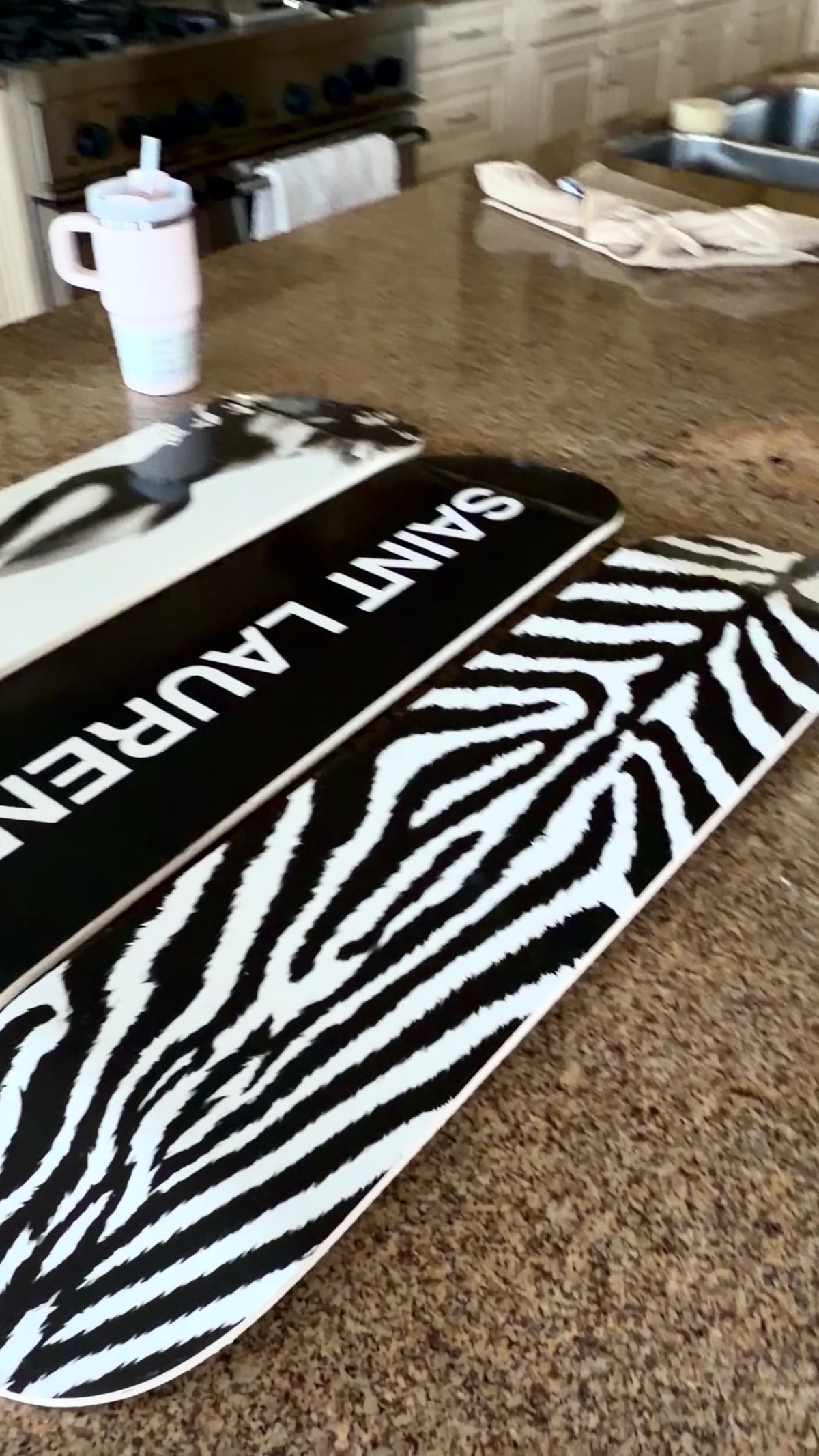 Saint Laurent and Zebra Print Skateboard Wall Decor Set